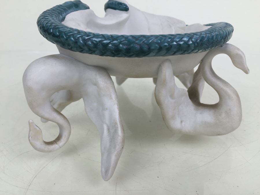 Salvador Dali Signed Ashtray Limited Edition #431 Made By Teissonniere-Limoges For Air-India With Air-India Letter Dated 1969 With Swan And Snake Serpent Motif [Photo 17]