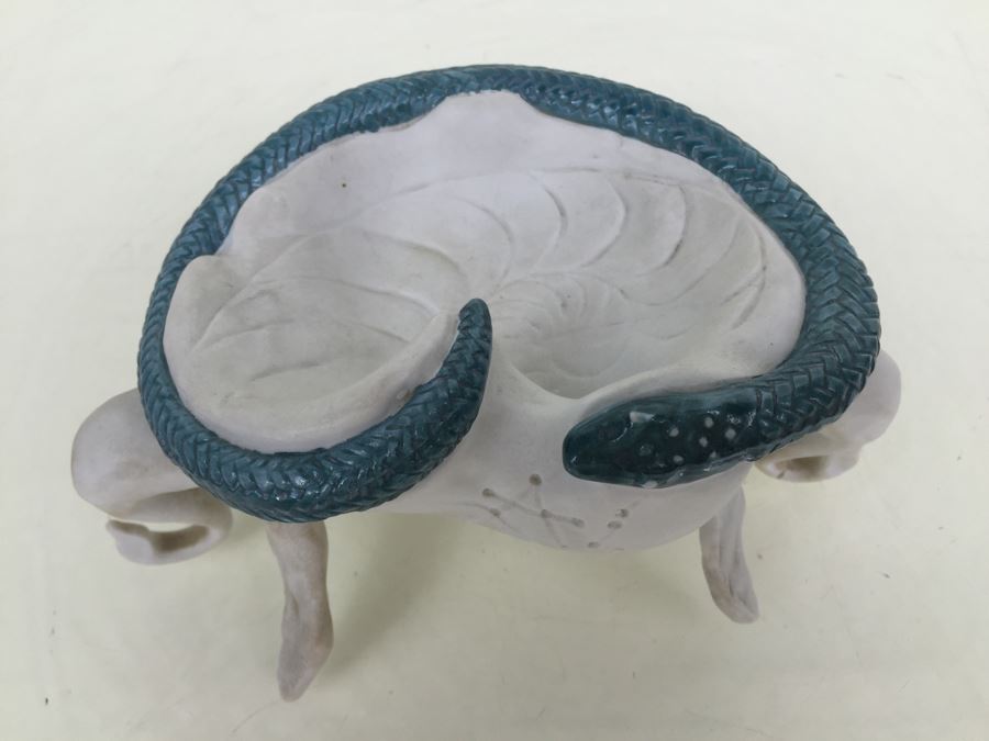 Salvador Dali Signed Ashtray Limited Edition #431 Made By Teissonniere-Limoges For Air-India With Air-India Letter Dated 1969 With Swan And Snake Serpent Motif [Photo 13]