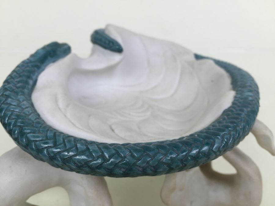 Salvador Dali Signed Ashtray Limited Edition #431 Made By Teissonniere-Limoges For Air-India With Air-India Letter Dated 1969 With Swan And Snake Serpent Motif [Photo 20]