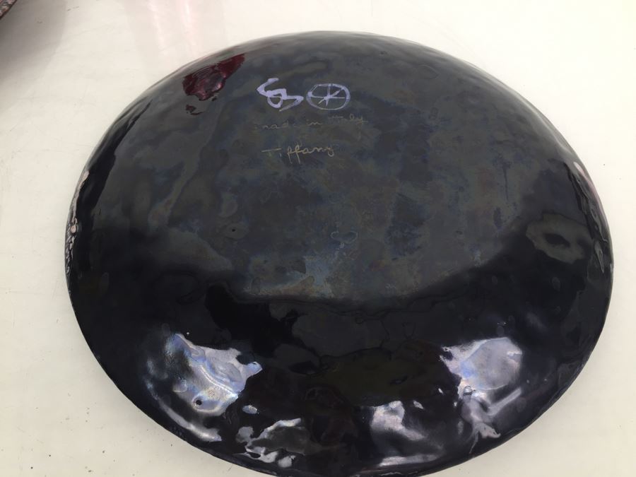 Tiffany Plates - Set Of 4 Pink & Black Hand Painted Plates Made In Italy For Tiffany [Photo 15]