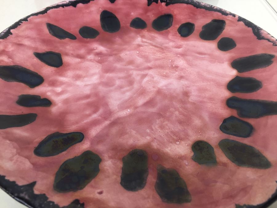 Tiffany Plates - Set Of 4 Pink & Black Hand Painted Plates Made In Italy For Tiffany [Photo 9]