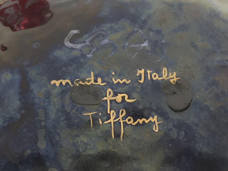 Tiffany Plates - Set Of 4 Pink & Black Hand Painted Plates Made In Italy For Tiffany [Photo 18]