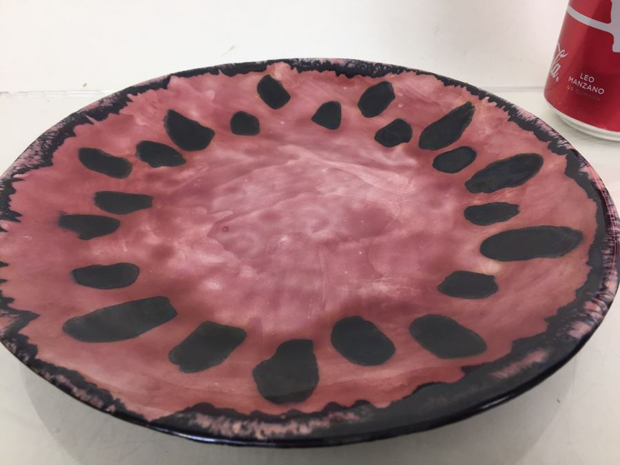 Tiffany Plates - Set Of 4 Pink & Black Hand Painted Plates Made In Italy For Tiffany [Photo 6]