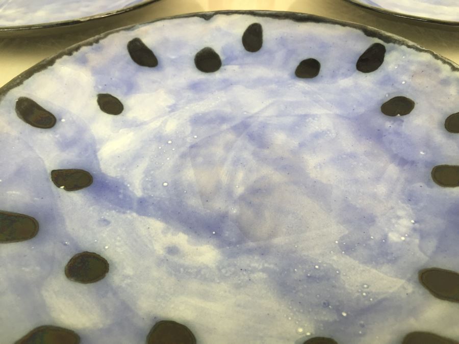 Tiffany Plates - Set Of 3 Blue & Black Hand Painted Plates Made In Italy For Tiffany [Photo 6]