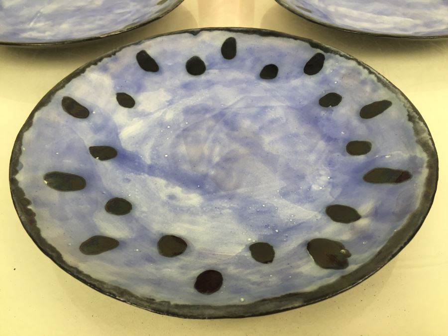 Tiffany Plates - Set Of 3 Blue & Black Hand Painted Plates Made In Italy For Tiffany [Photo 4]