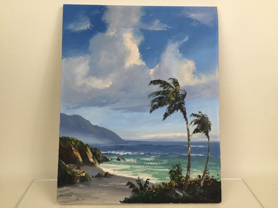 Original Oil Painting Of Coastal Beach Scene Signed By Artist Don Foster [Photo 4]