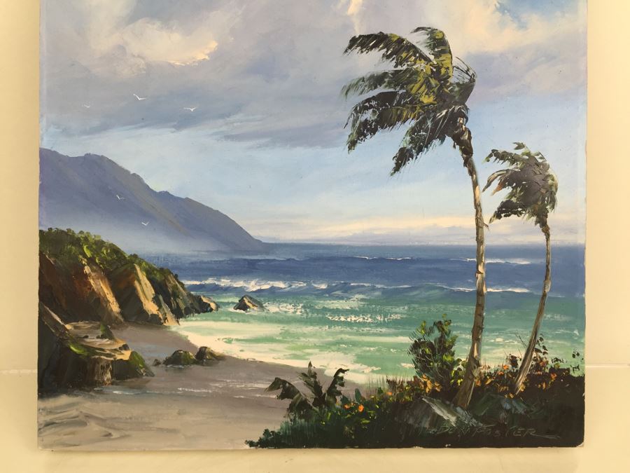 Original Oil Painting Of Coastal Beach Scene Signed By Artist Don Foster [Photo 2]