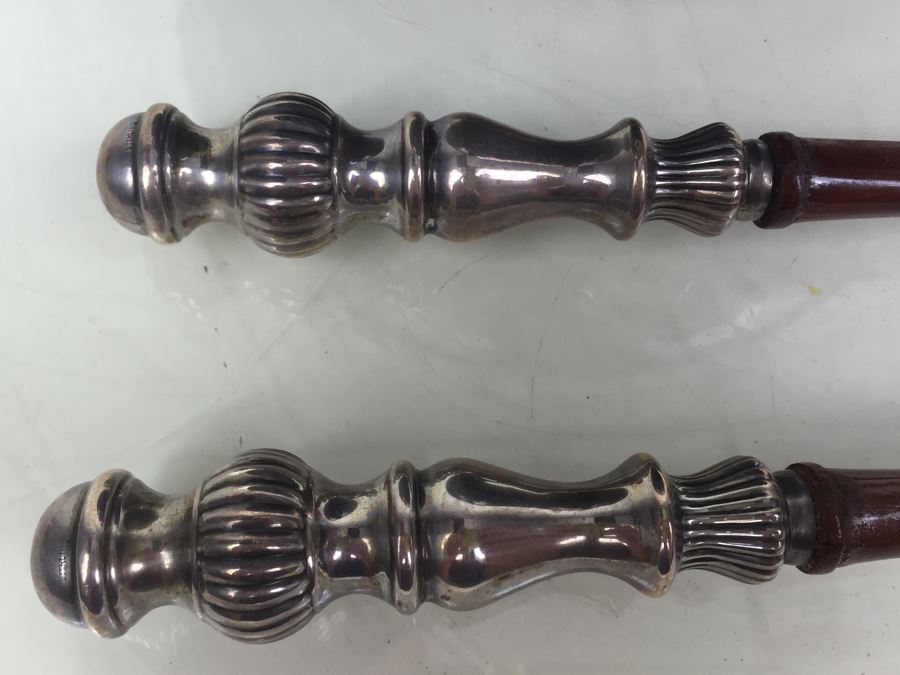 Hallmark Silversmiths Sterling Base And Handles Wooden Salad Bowl Set New York [Photo 11]