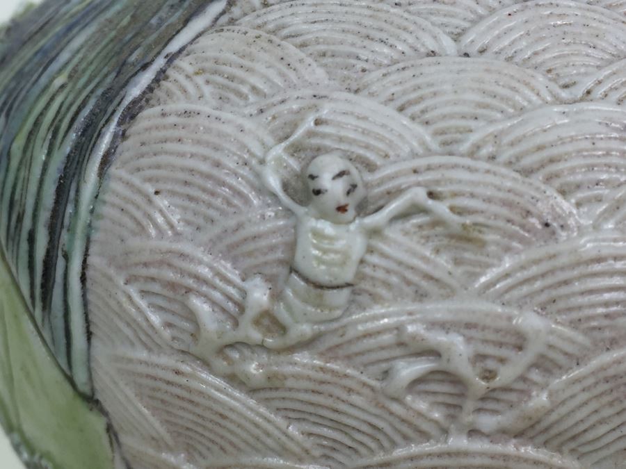 Chinese Bas-Relief Hand Painted Signed Porcelain Vase [Photo 14]