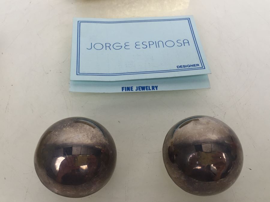 Jorge Espinosa Modernist Sterling Silver Mexico Clip-On Earrings [Photo 2]