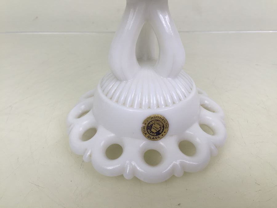 Pair Of Vintage Milk Glass Banana Fruit Pedestal Bowl Holders One Is Westmoreland Milk Glass [Photo 5]