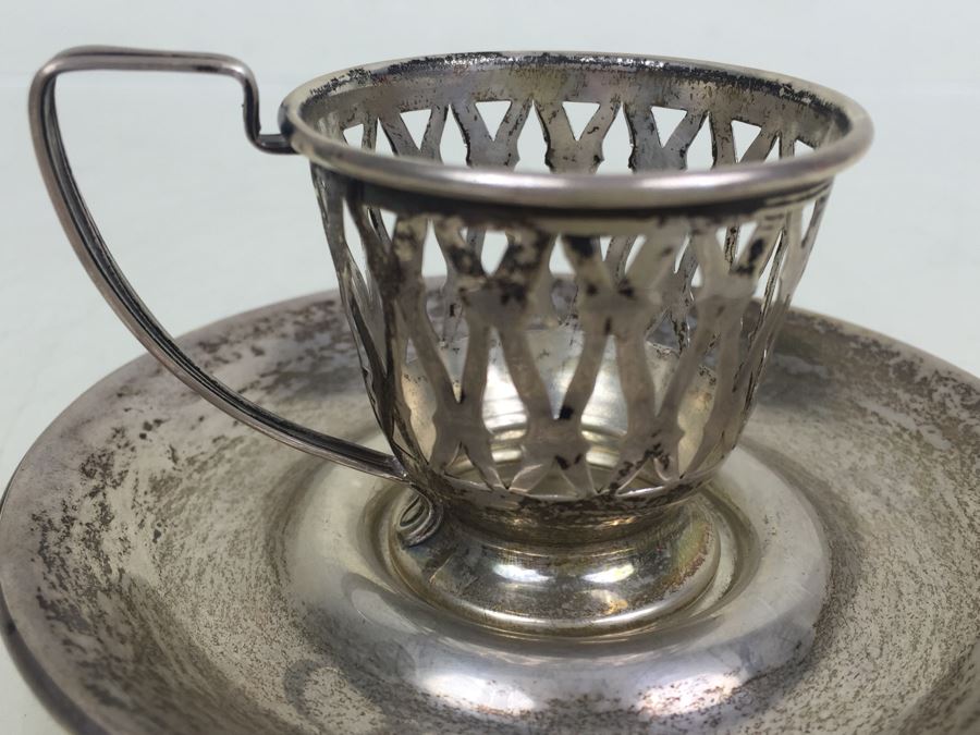 Sterling Silver Demitasse Cup Holder With Saucer [Photo 5]