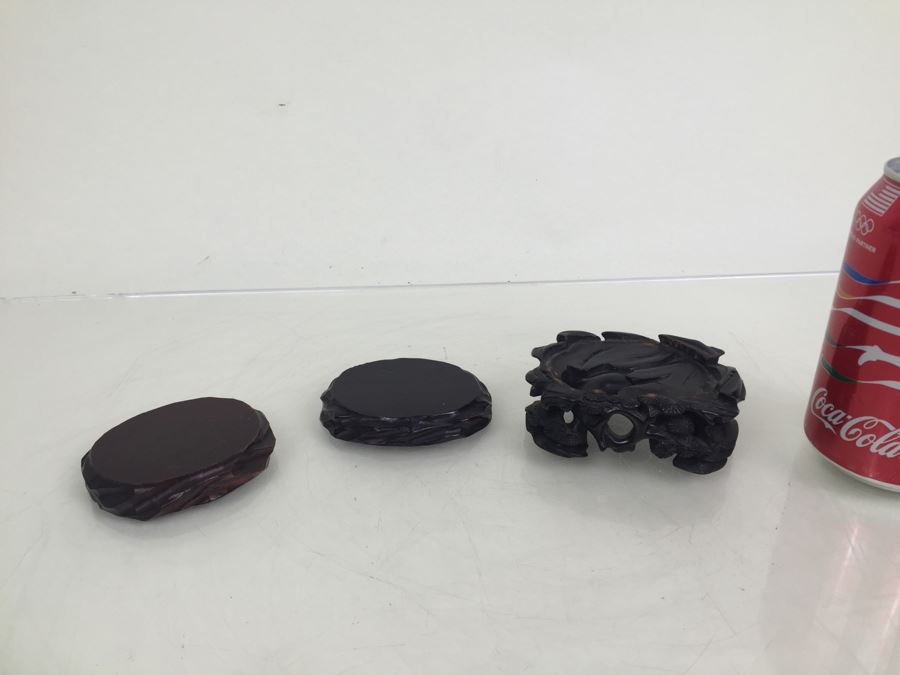 Set Of 3 Chinese Carved Wood Stands [Photo 4]