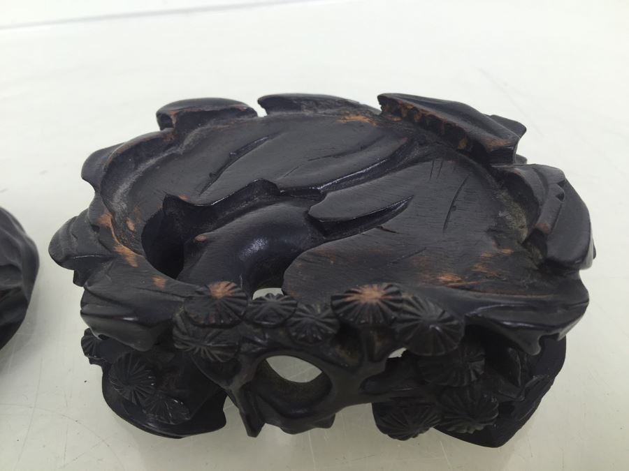 Set Of 3 Chinese Carved Wood Stands [Photo 6]