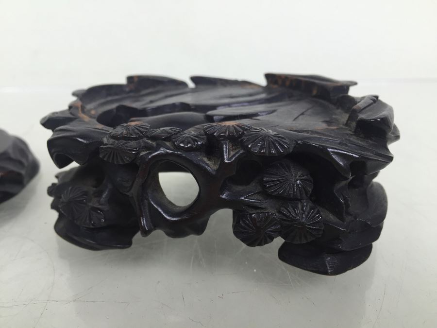 Set Of 3 Chinese Carved Wood Stands [Photo 2]