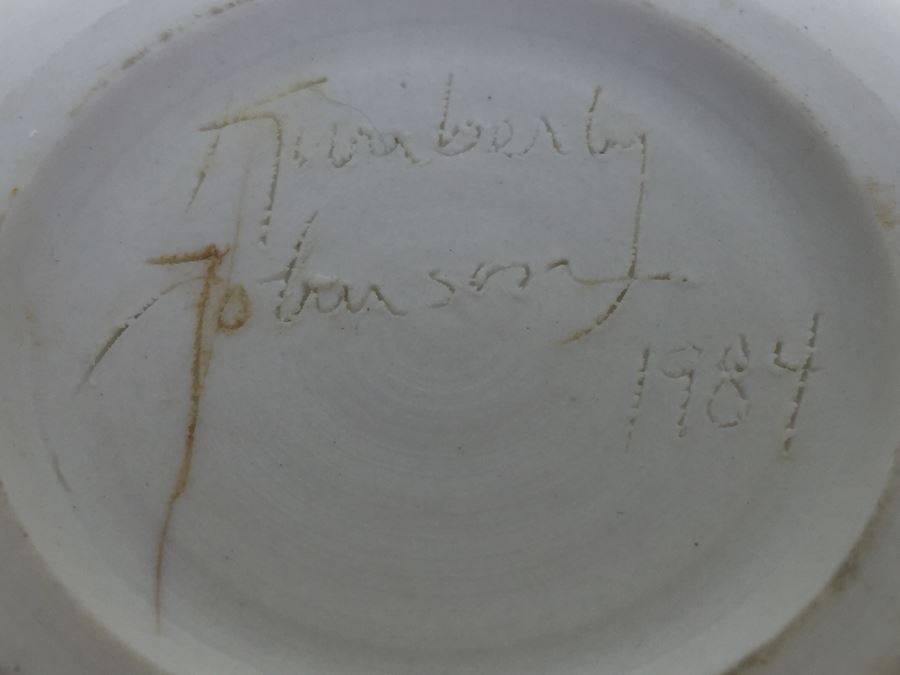 Hand Made Sugar Bowl With Birds Perched On Rim Signed Kimberly Johnson? 1984 [Photo 8]