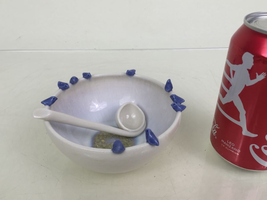 Hand Made Sugar Bowl With Birds Perched On Rim Signed Kimberly Johnson? 1984 [Photo 4]