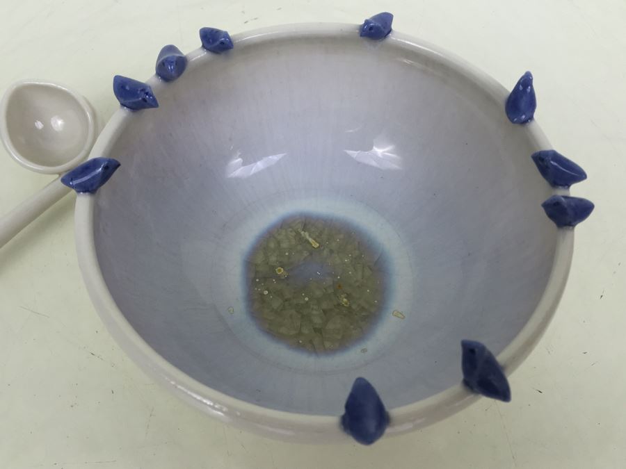 Hand Made Sugar Bowl With Birds Perched On Rim Signed Kimberly Johnson? 1984 [Photo 5]