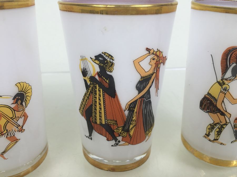 Set Of 4 Mid-Century Glasses With Gold Rims [Photo 8]