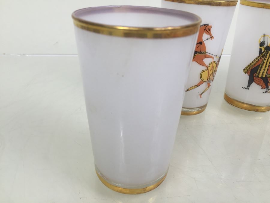 Set Of 4 Mid-Century Glasses With Gold Rims [Photo 13]