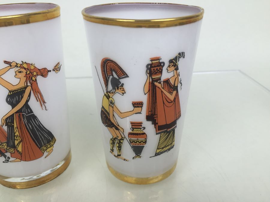 Set Of 4 Mid-Century Glasses With Gold Rims [Photo 11]