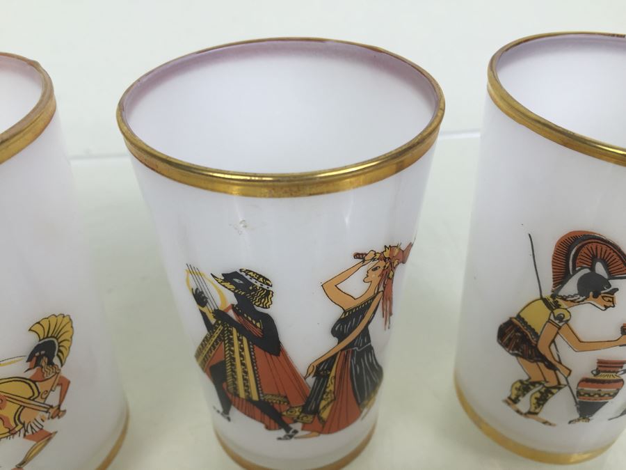 Set Of 4 Mid-Century Glasses With Gold Rims [Photo 9]