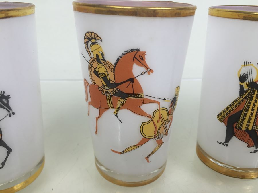 Set Of 4 Mid-Century Glasses With Gold Rims [Photo 3]