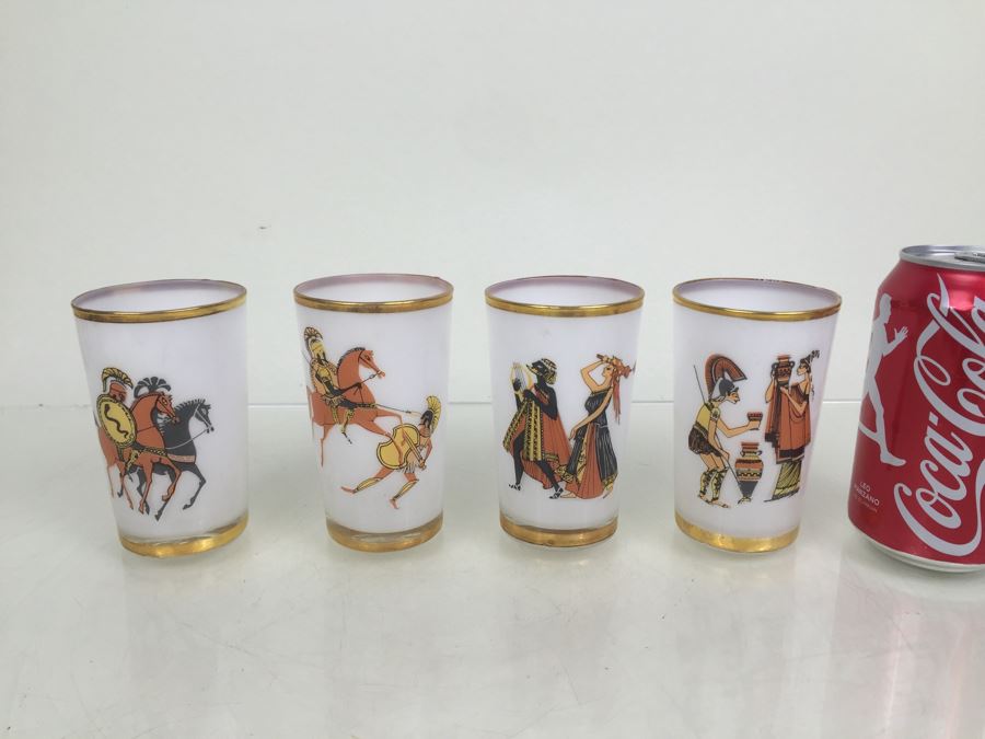 Set Of 4 Mid-Century Glasses With Gold Rims [Photo 4]