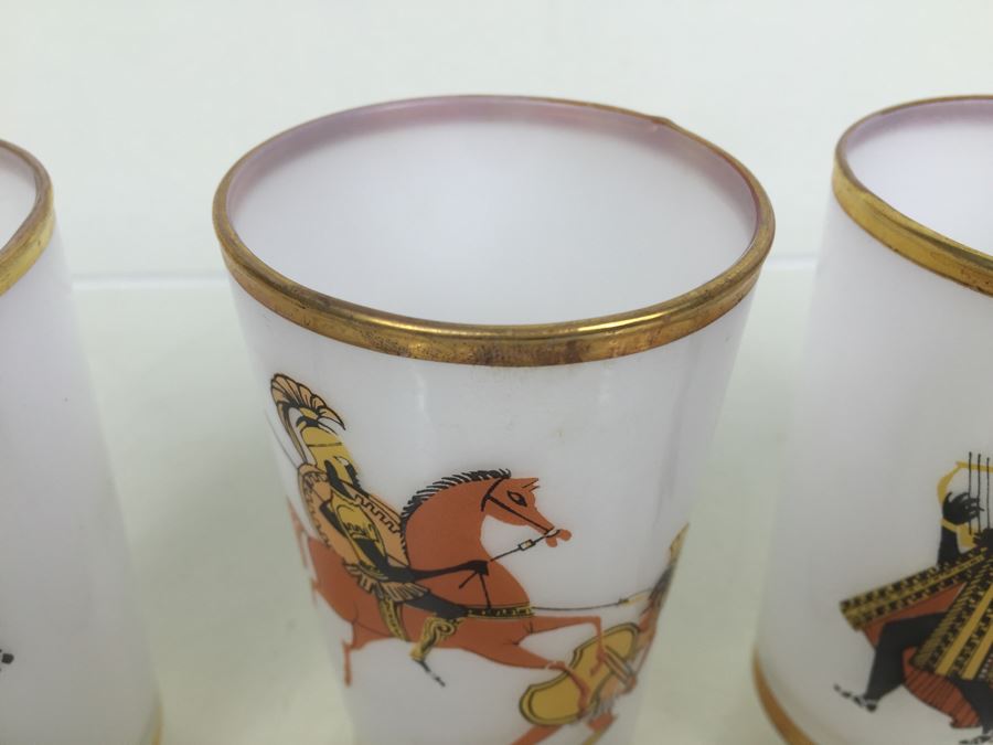 Set Of 4 Mid-Century Glasses With Gold Rims [Photo 6]