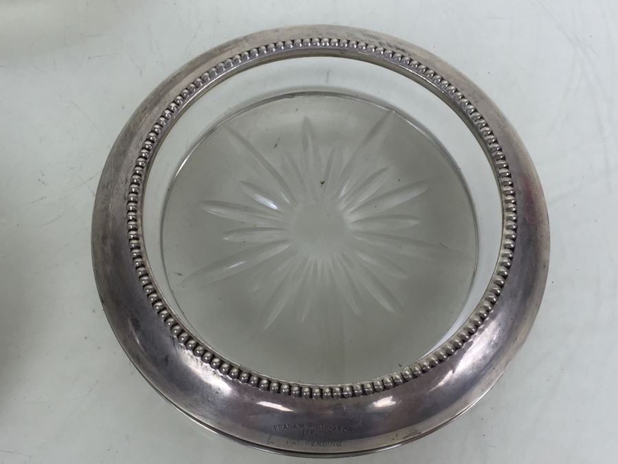 Sterling Silver Set Of 8 Frank M. Whiting & Co Sterling And Glass Coasters [Photo 7]