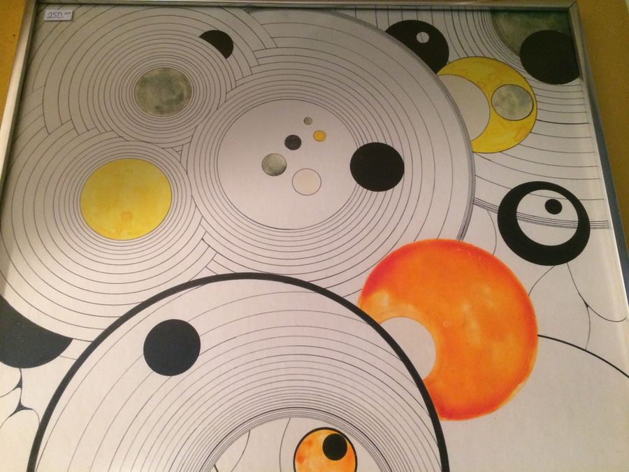 1970 Original Modern Concentric Circle Pen & Ink - 18' x 24' Chrome Frame [Photo 3]