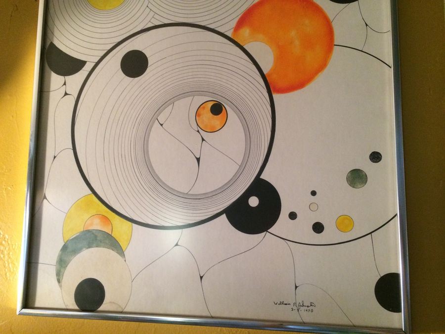 1970 Original Modern Concentric Circle Pen & Ink - 18' x 24' Chrome Frame [Photo 2]