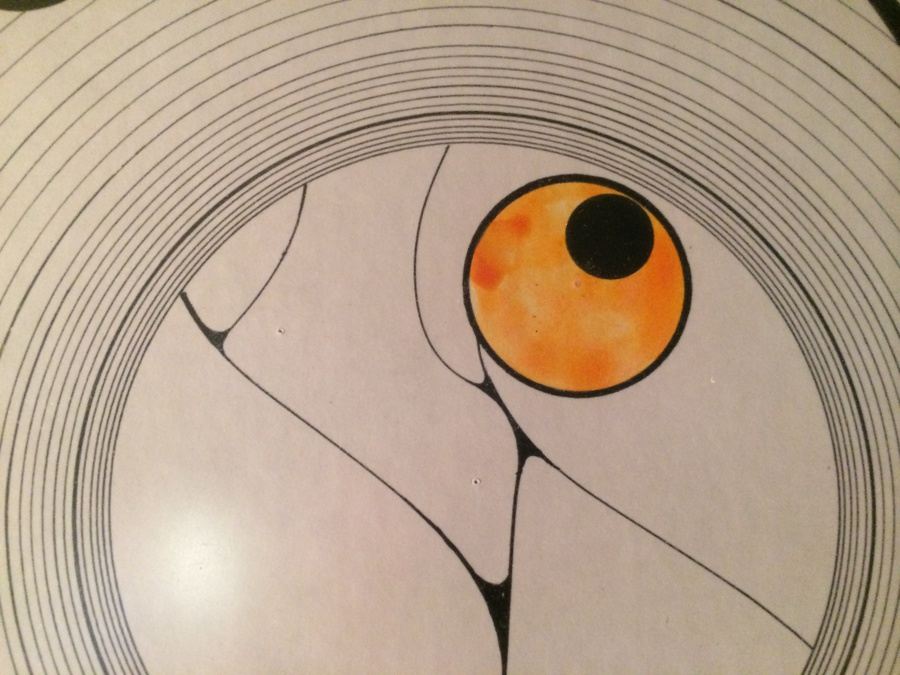 1970 Original Modern Concentric Circle Pen & Ink - 18' x 24' Chrome Frame [Photo 4]