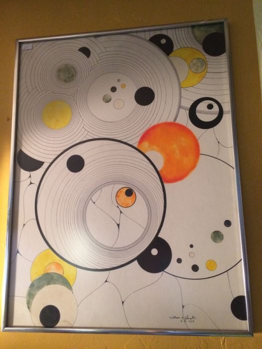 1970 Original Modern Concentric Circle Pen & Ink - 18' x 24' Chrome Frame [Photo 1]