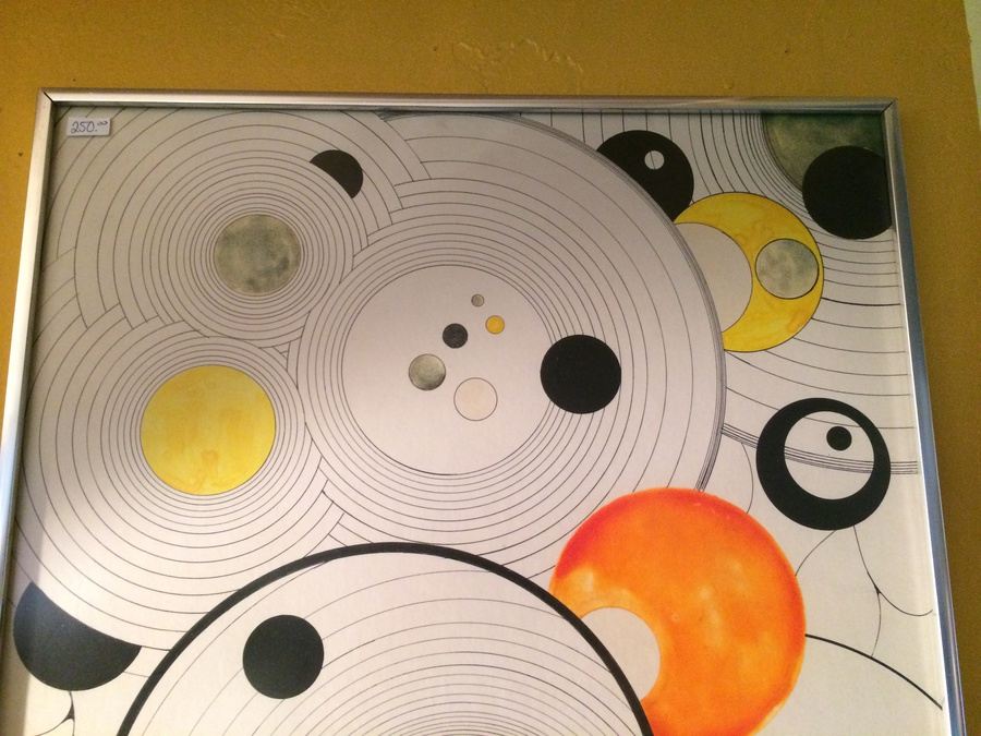 1970 Original Modern Concentric Circle Pen & Ink - 18' x 24' Chrome Frame [Photo 6]