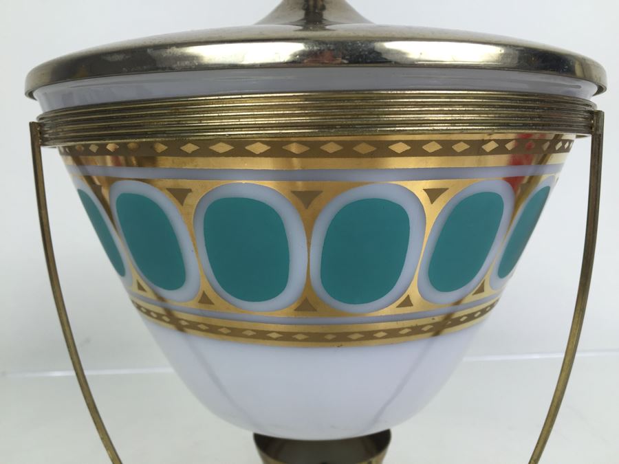 Mid Century Fred Press Fire King Milk Glass Bowl With Lid And Candle Warming Stand [Photo 7]