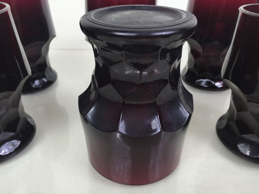 Set Of 8 Vintage Ruby Red Glass Tumblers [Photo 6]