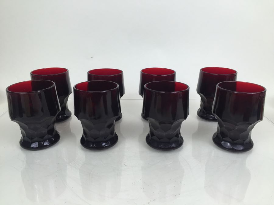 Set Of 8 Vintage Ruby Red Glass Tumblers [Photo 4]