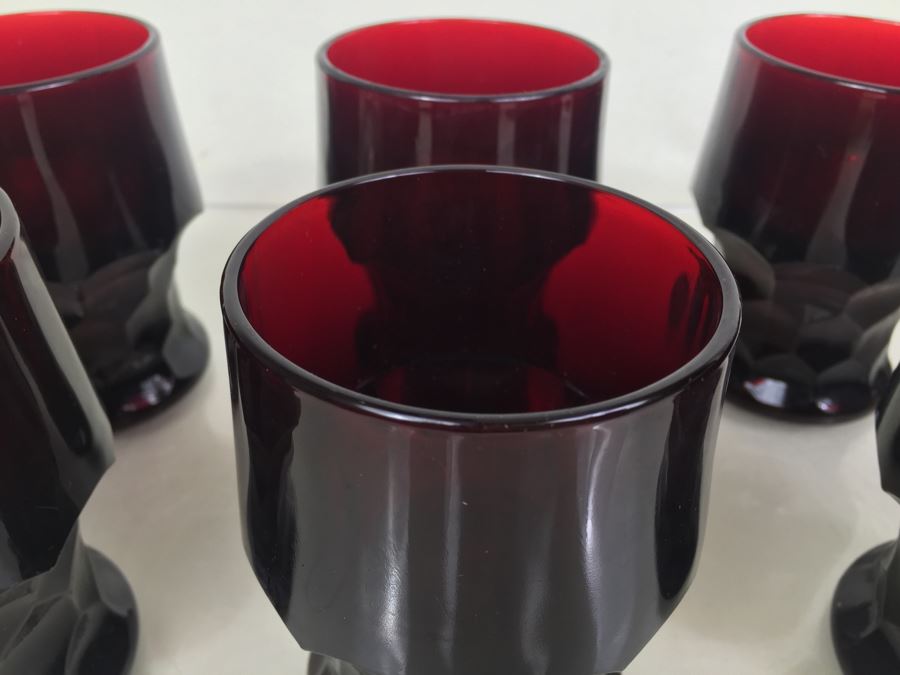Set Of 8 Vintage Ruby Red Glass Tumblers [Photo 3]