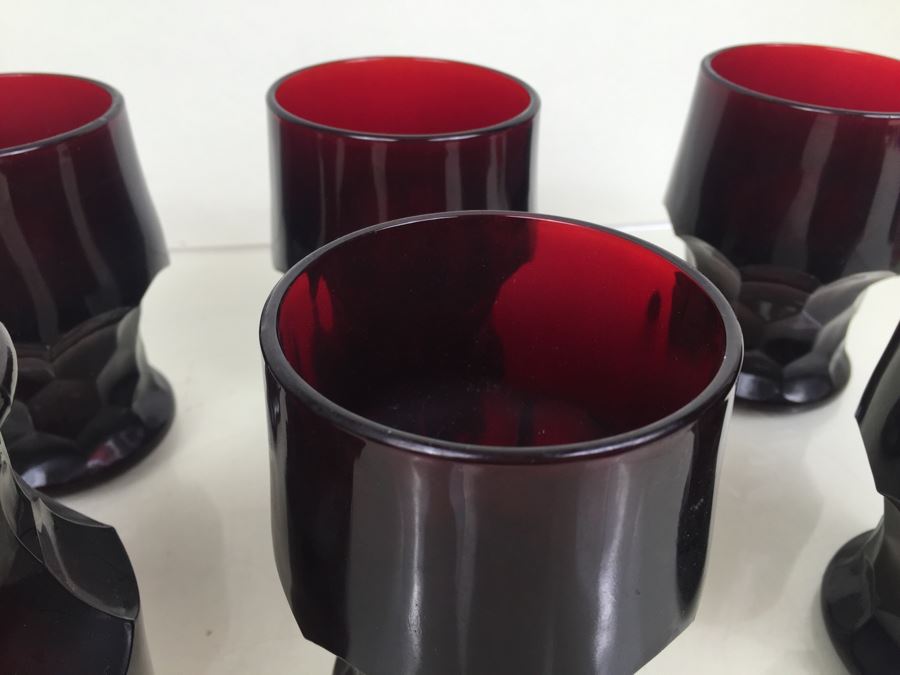 Set Of 8 Vintage Ruby Red Glass Tumblers [Photo 9]
