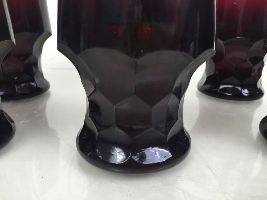 Set Of 8 Vintage Ruby Red Glass Tumblers [Photo 5]