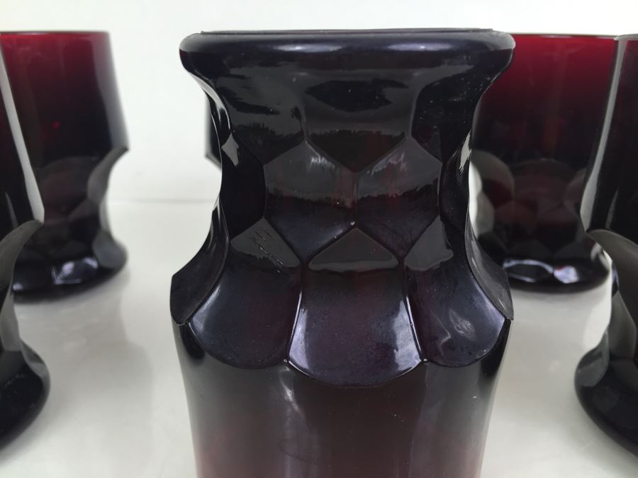 Set Of 8 Vintage Ruby Red Glass Tumblers [Photo 7]