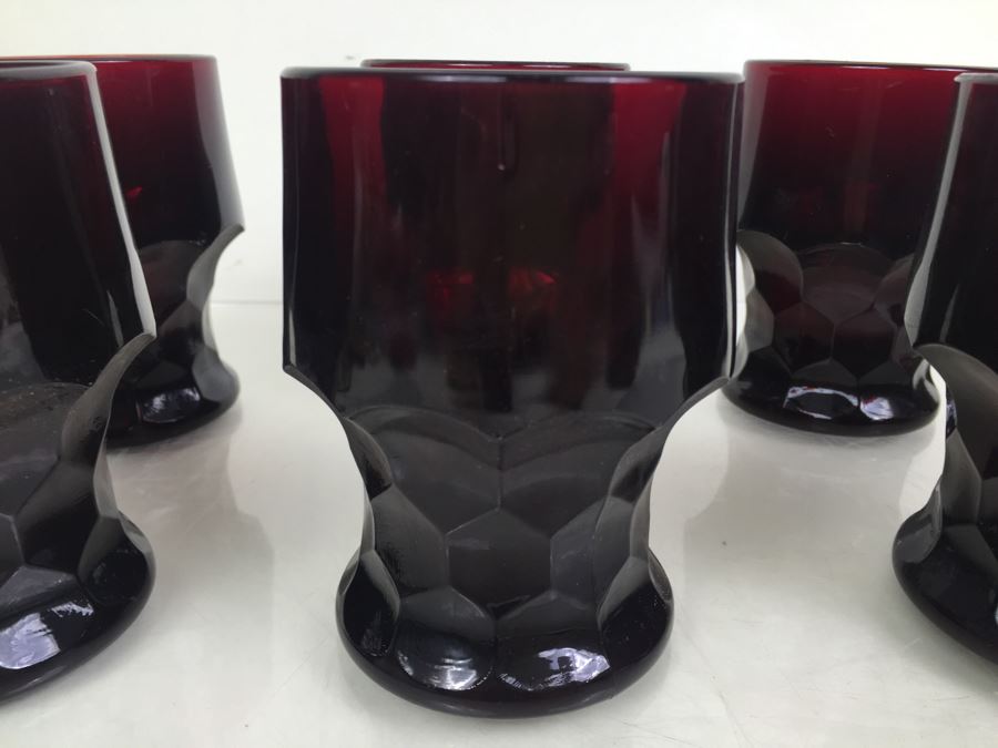 Set Of 8 Vintage Ruby Red Glass Tumblers [Photo 2]
