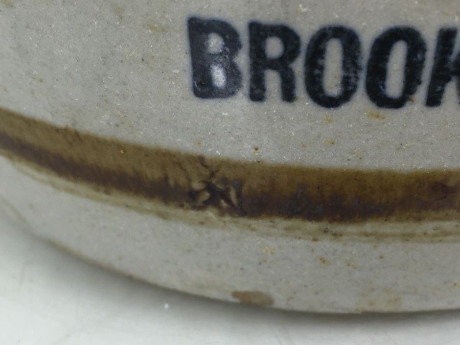 Vintage Stoneware Jug Milk Pitcher With Writing 'Frank J. Weidner Cor. St. Nicholas Ave. & Grove St. Brooklyn, NY' [Photo 5]