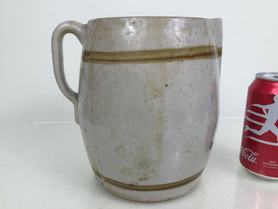 Vintage Stoneware Jug Milk Pitcher With Writing 'Frank J. Weidner Cor. St. Nicholas Ave. & Grove St. Brooklyn, NY' [Photo 8]