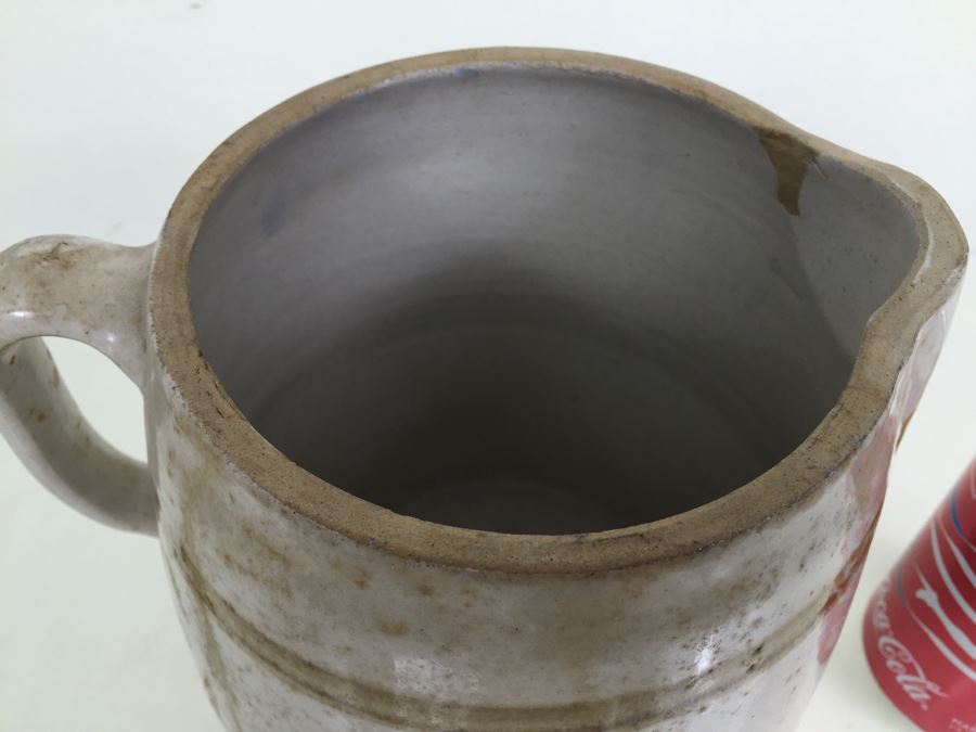 Vintage Stoneware Jug Milk Pitcher With Writing 'Frank J. Weidner Cor. St. Nicholas Ave. & Grove St. Brooklyn, NY' [Photo 9]