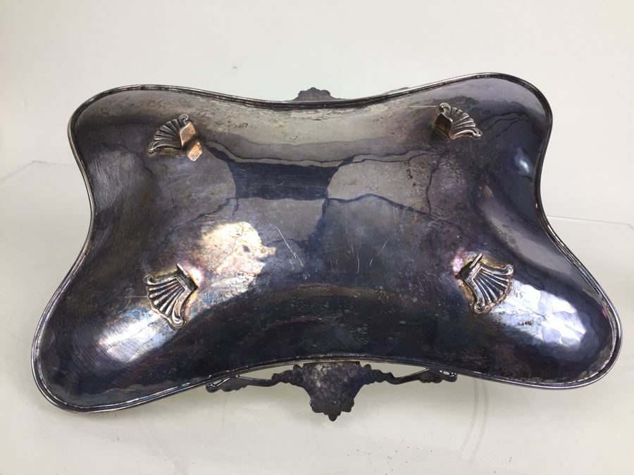 Footed Silverplate Serving Tray With Handle [Photo 3]