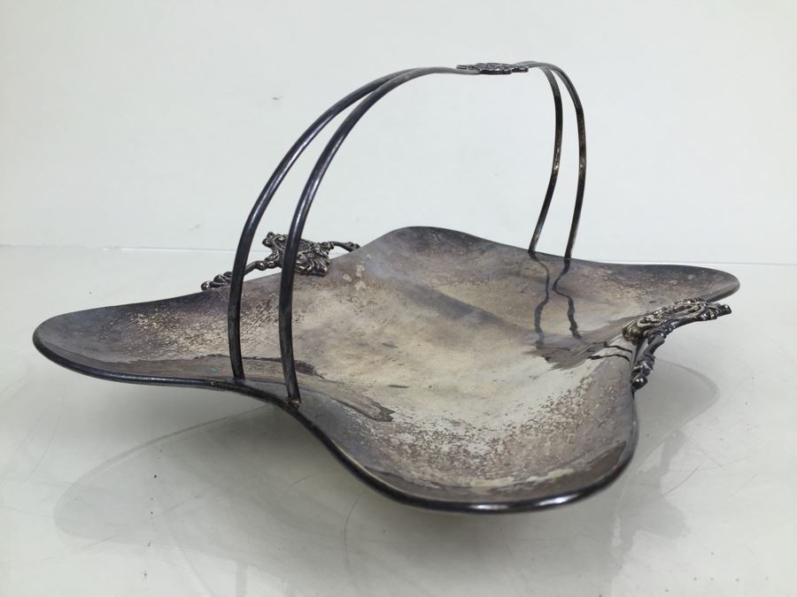 Footed Silverplate Serving Tray With Handle [Photo 7]