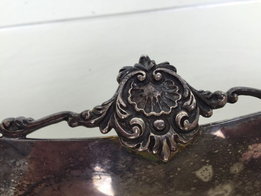 Footed Silverplate Serving Tray With Handle [Photo 6]