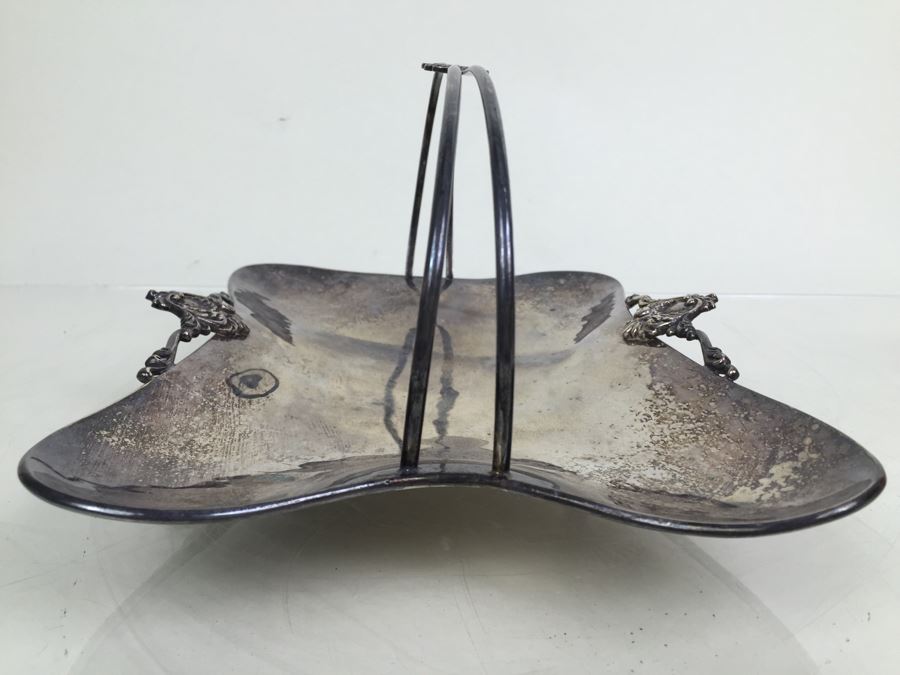 Footed Silverplate Serving Tray With Handle [Photo 8]